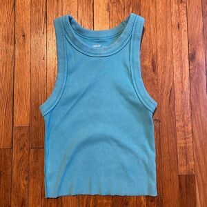 Blue Ribbed Tank Top XS
